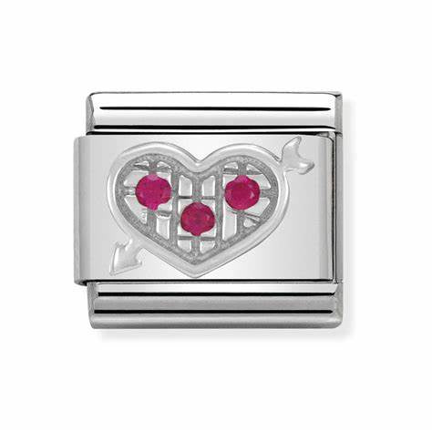 Composable CL SYMBOLS steel , Cubic zirconia and silver 925 (11_RED heart with arrow)