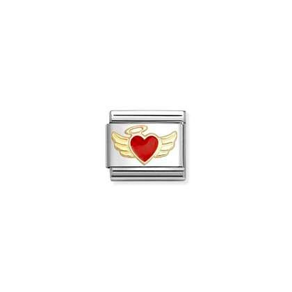COMPOSABLE Classic LOVE in stainless steel with enamel and 18k gold Angel Heart