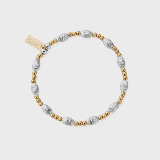 Mixed Metal Twisted Oval Bracelet Gold