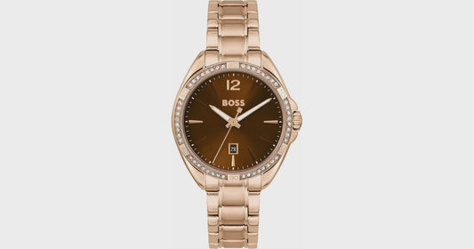 BOSS Felina Rose Gold Tone Ladies Crystal Watch
