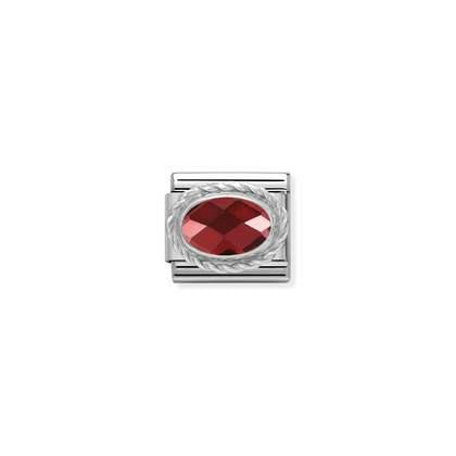 Composable Classic FACETED CZ in stainless steel with sterling silver setting and detail (005_RED)