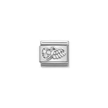 Composable CL SYMBOLS steel , Cubic zirconia and 925 sterling silver (42_Winged heart profile)