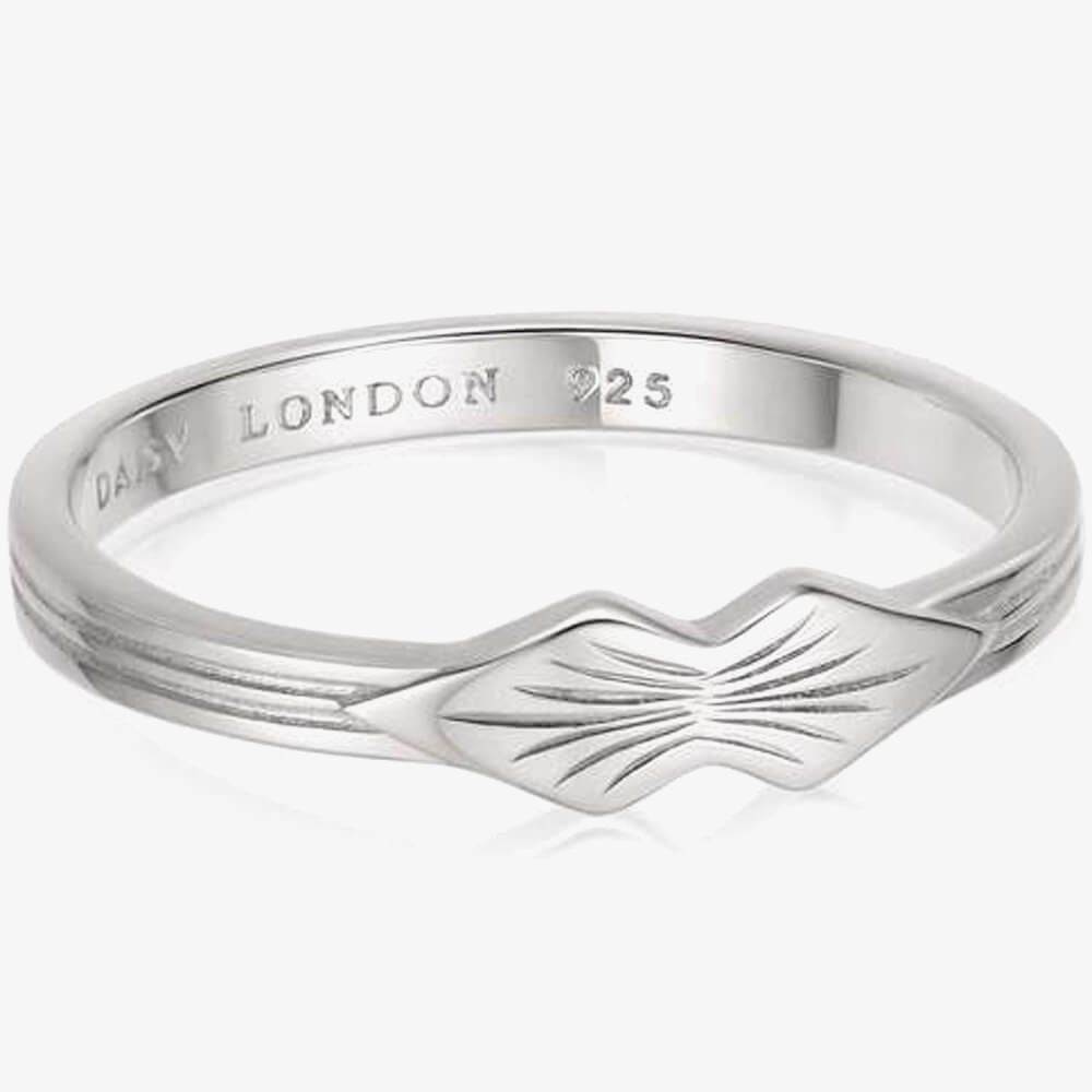 SILVER ENGRAVED PALM BAND RING SIZE SMALL