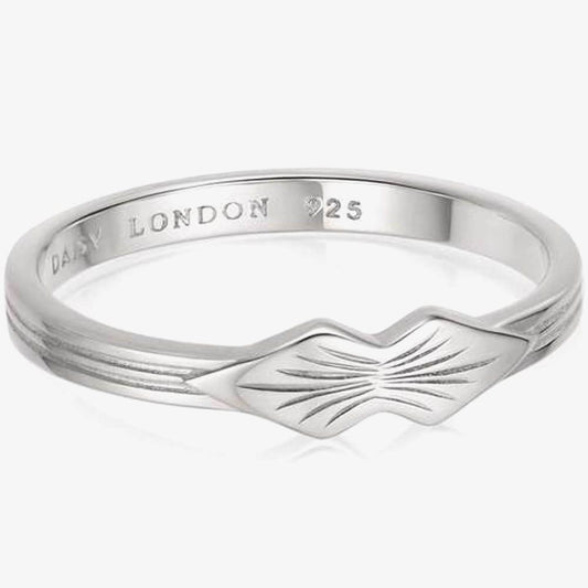 SILVER ENGRAVED PALM BAND RING SIZE SMALL