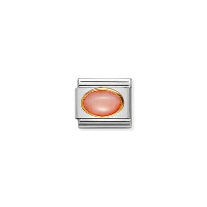 Composable Classic oval hard stones in stainless steel and bonded yellow gold (10_PINK CORAL)