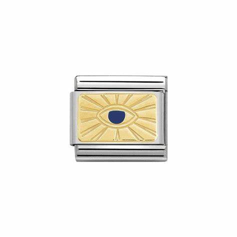 Composable Classic PLATES steel , enamel and bonded yellow gold (42_Eye Blue)