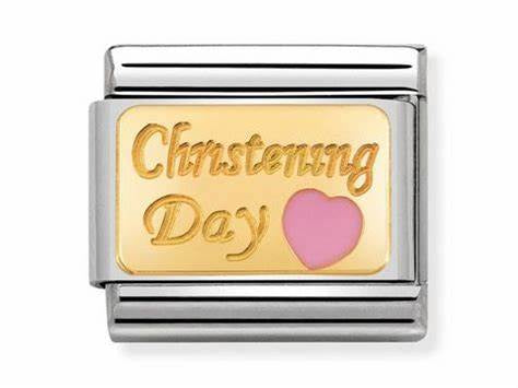 Composable Classic PLATES steel , enamel and bonded yellow gold (22_Pink Christening day)