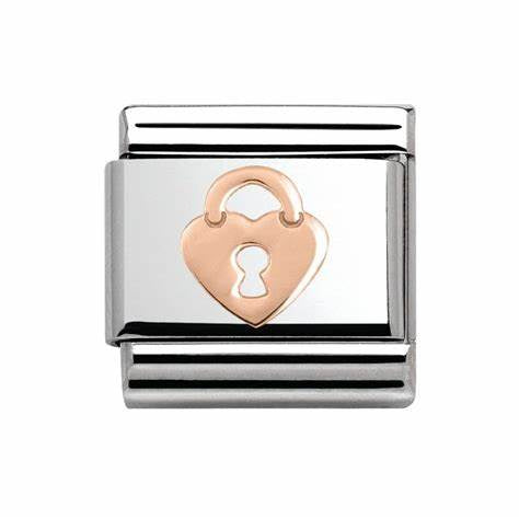 Composable Classic SYMBOLS stainless steel and 9k rose gold (15_Heart Lock)