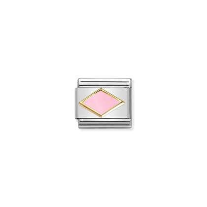 Composable Classic SYMBOLS steel, enamel and bonded yellow gold (49_PINK rhombus)