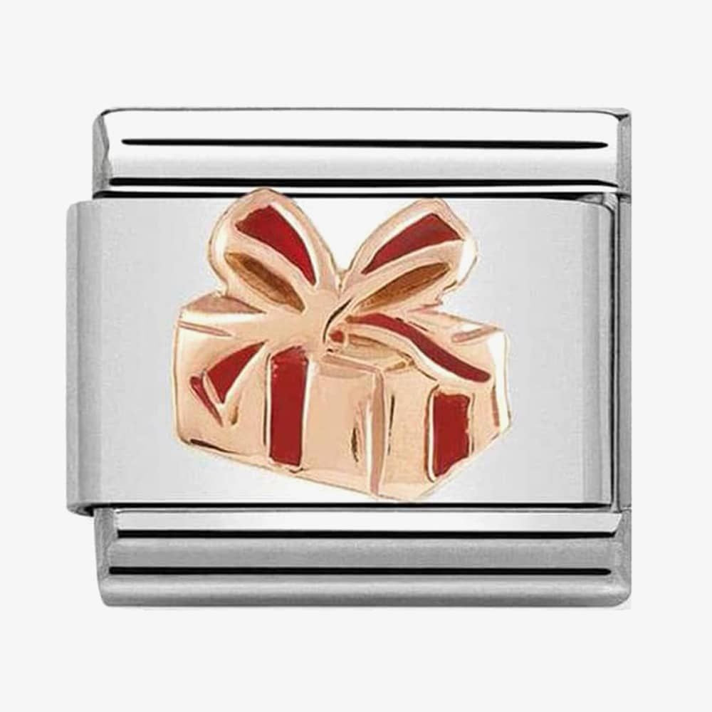 Composable Classic RELIEF in st,steel, enamel and 9k rose gold (03_Gift with Red Enamel)
