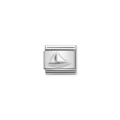 Composable Classic SYMBOLS in stainless steel , enamel and silver 925 (47_Sail Boat)