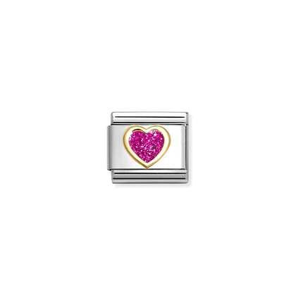 COMPOSABLE CLASSIC LINK, HEART, FUCHSIA GLITTER