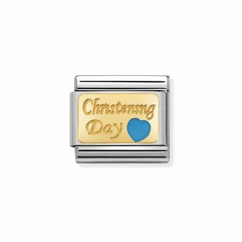 Composable Classic PLATES steel , enamel and bonded yellow gold (23_Light blue Christening day)