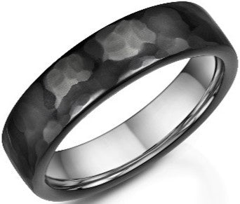 Zedd Ring Hammered 6mm With Silver Inlay