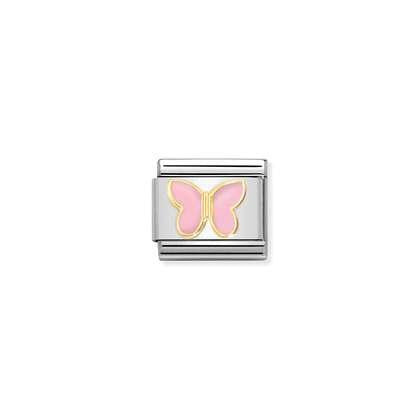 Composable Classic SYMBOLS steel, enamel and bonded yellow gold (59_PINK butterfly)
