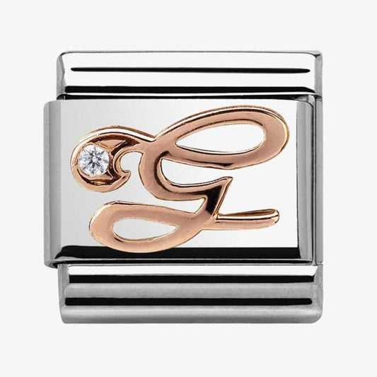 Composable Classic LETTERS steel, zircon and 9k rose gold (07_G)