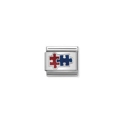 Composable Classic SYMBOLS in stainless steel, RED & BLUE PUZZLE