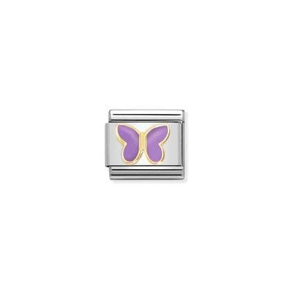 Composable Classic SYMBOLS steel, enamel and bonded yellow gold (60_LILAC butterfly)