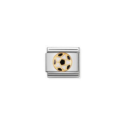 COMPOSABLE Classic ITALIAN FOOTBALL in stainless steel with enamel and bonded yellow gold (17_BLACK-WHITE Ball)