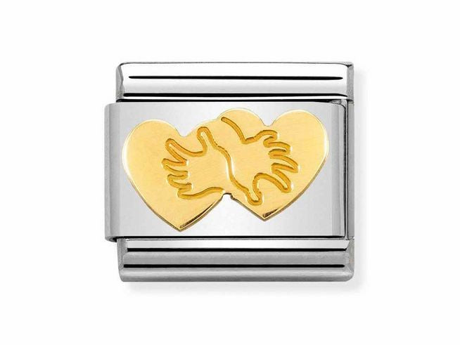 Composable Classic SYMBOLS and steel and bonded yellow gold (60_Hearts Hug)