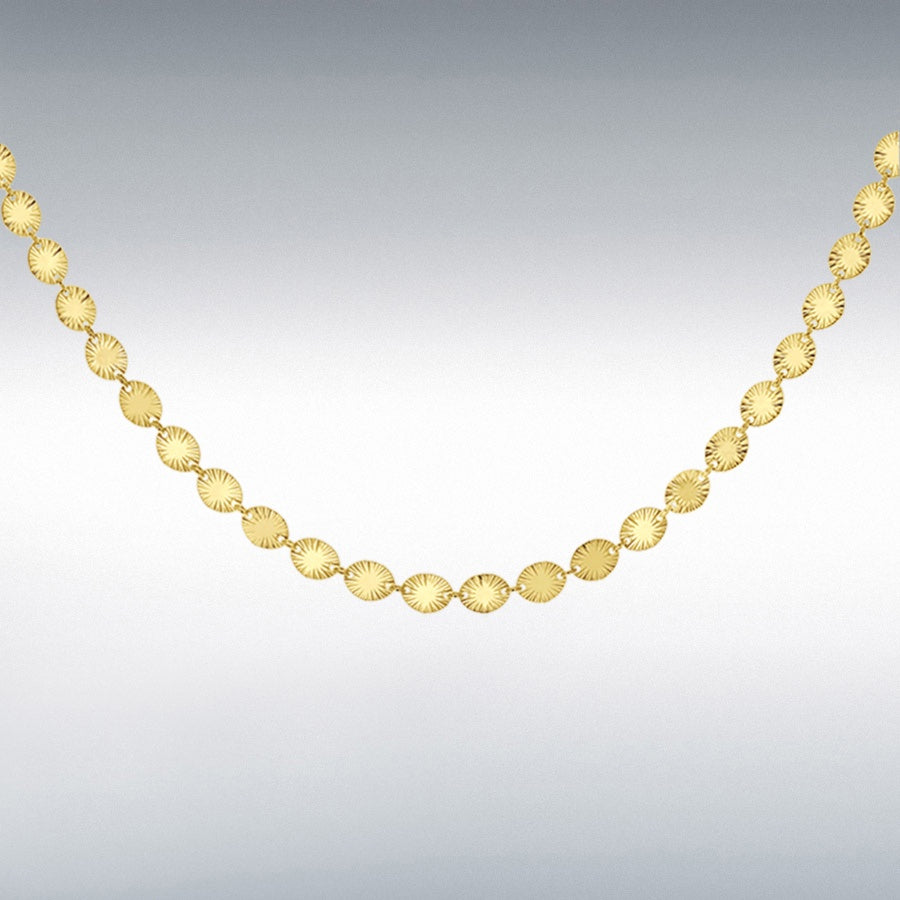 YELLOW GOLD PLATED BURST OVAL DISC NECKLACE