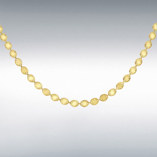 YELLOW GOLD PLATED BURST OVAL DISC NECKLACE