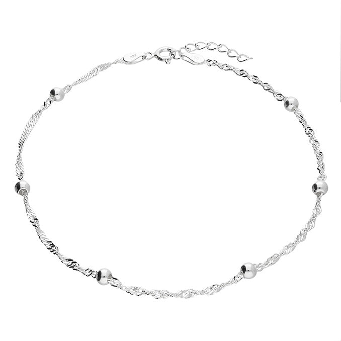 Beaded Anklet With Twist Chain