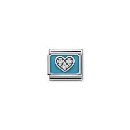 Composable CL SIMBOLS stainless steel, enamel, Cub, Zirc and 925 silver (07_CZ Heart Light Blue)