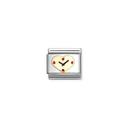 COMPOSABLE Classic LOVE in stainless steel with enamel and 18k gold Heart Clock