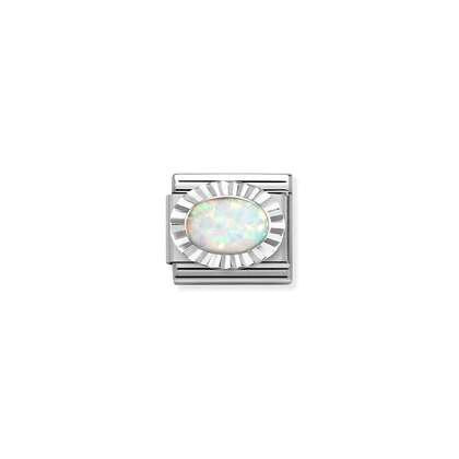 Composable Classic STONES, steel, DIAMOND OVAL 925 sterling silver (07_WHITE OPAL)