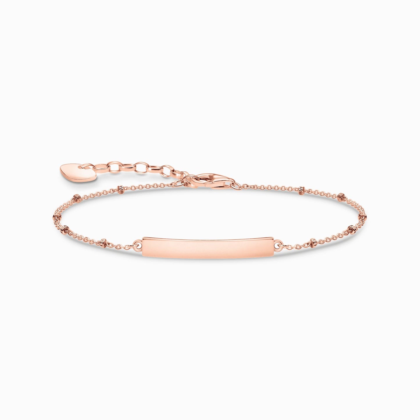 Rose Gold Beaded Chain ID Bracelet