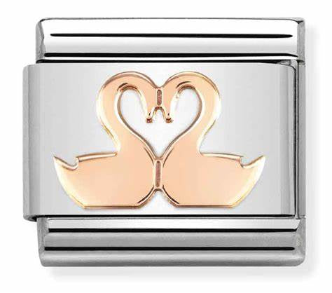 Composable Classic SYMBOLS stainless steel and 9k rose gold (40_Swans)