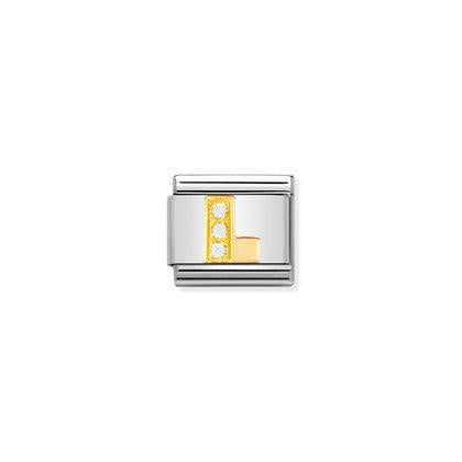 COMPOSABLE Classic LETTERS in stainless steel with bonded yellow gold and Cubic Zirconia (12_L)
