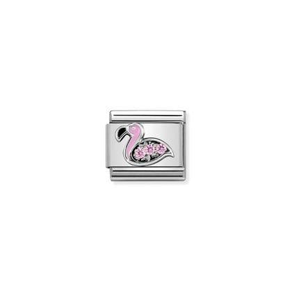 Composable CL SYMBOLS steel , Cubic zirconia and silver 925 (31_Flamingo with Pink CZ)