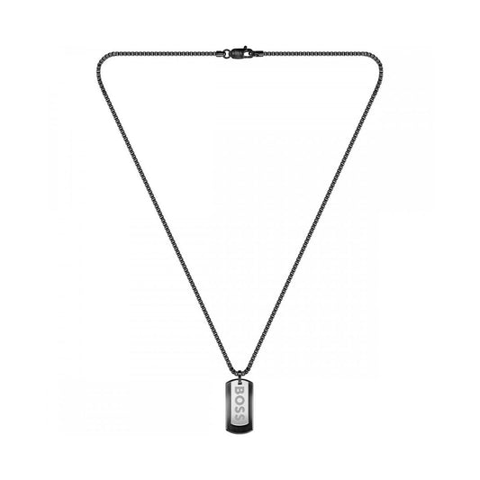 Hugo Boss Devon Black IP Tag Necklace