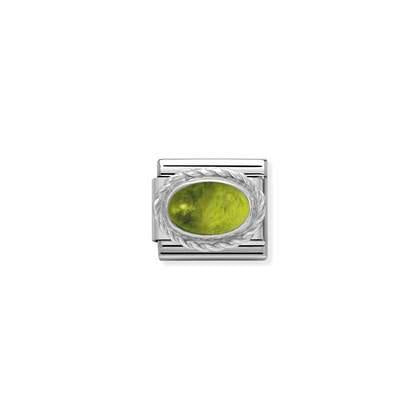 Composable Classic STONES in stainless steel with sterling silver setting and detail (05_PERIDOT)