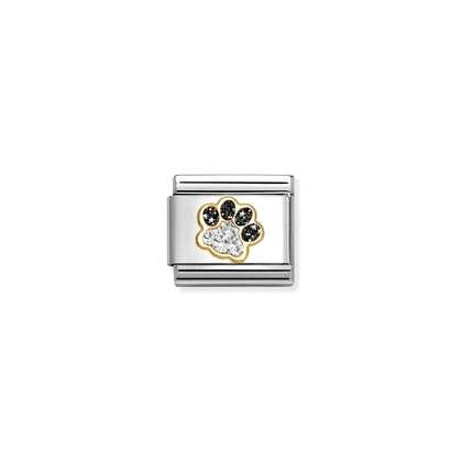 Composable Classic GLITTER SYMBOLS in steel, enamel and 18k gold Pawprint