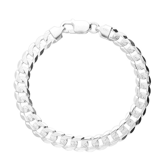 Men's patterned diamond cut curb bracelet 21cm