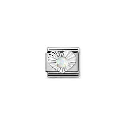 Composable Classic STONES, steel, DIAMOND HEART 925 sterling silver (07_WHITE OPAL)