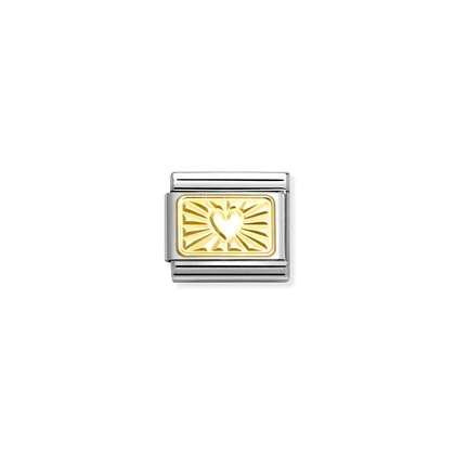 Composable classic link in steel and 18kt gold Diamond Heart