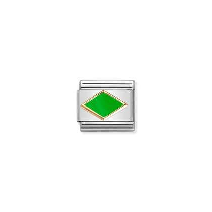 Composable Classic SYMBOLS steel, enamel and bonded yellow gold (51_GREEN APPLE rhombus)