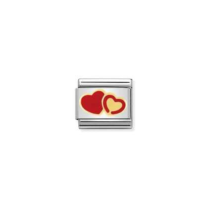 Composable Classic LOVE 1 stainless steel, enamel and bonded yellow gold (29_Double hearts series)