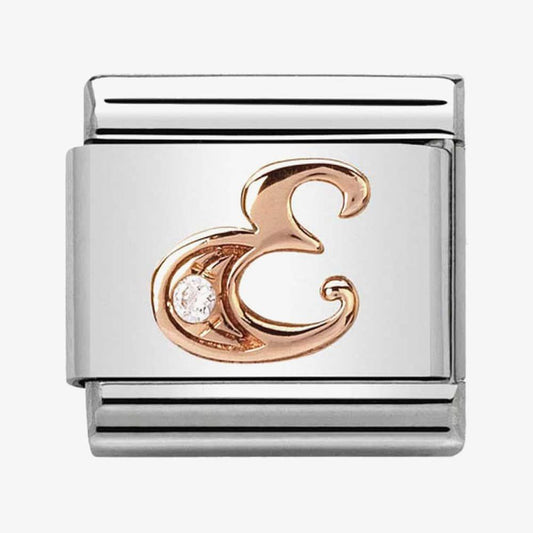 Composable Classic LETTERS steel, zircon and 9k rose gold (05_E)