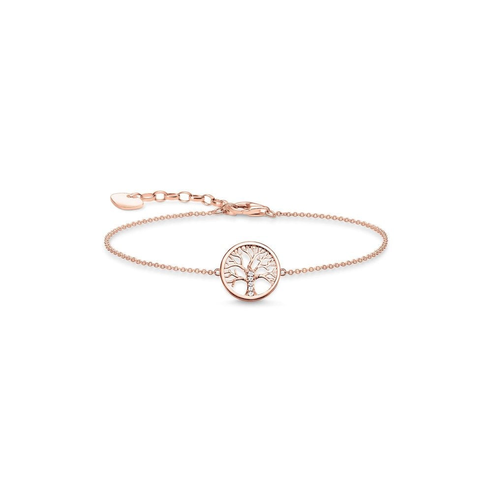 Tree Of Love Bracelet with Rose Gold and CZ, 19cm