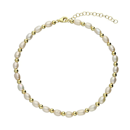 Gold Plated Bead & Pearl Anklet