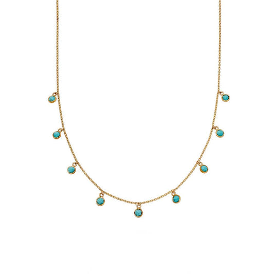 Gold Turquoise Charm Necklace