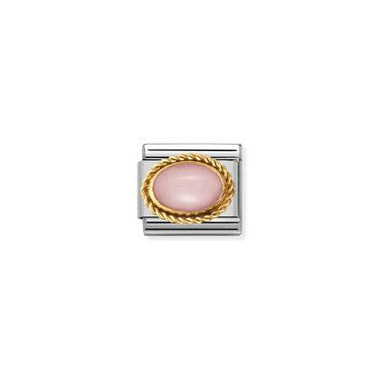 Composable Classic HARD STONES in stainless steel with bonded yellow gold setting and detail (22_PINK OPAL)