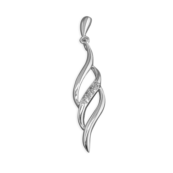 Triple wave with white cubic zirconias drop earrings