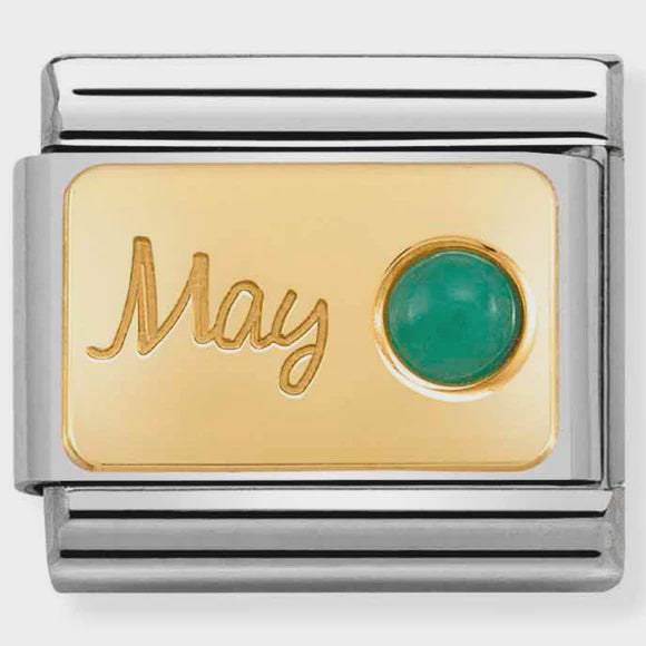 MONTH STONE in steel, stones and bonded yellow gold (05_May EMERALD)