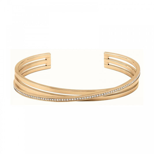 Ladies Saya CZ Crossover Gold Plated Bangle
